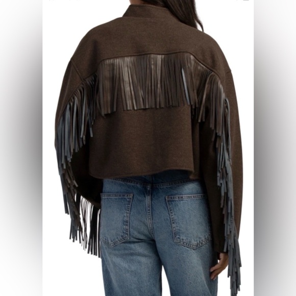 BLANK NYC Women’s Brown Cropped Fringe Jacket Western Style Relaxed Fit Sz S NWT - Picture 2 of 12